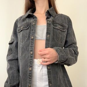 Edgy Vintage Denim Snap-up